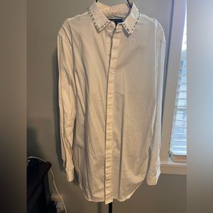 Inc brand white button down white top. Has embellishments on the collar. Size L
